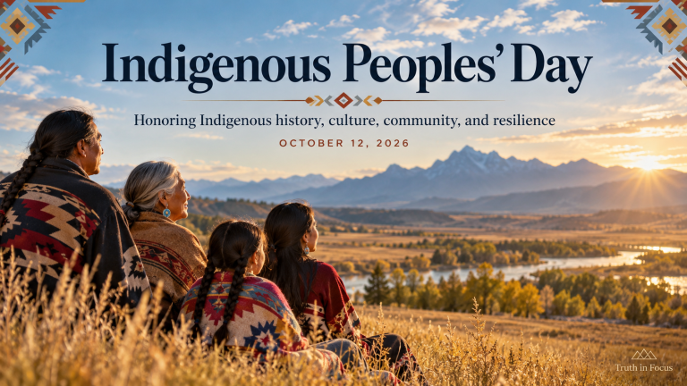 Indigenous Peoples' Day 2026 commemorative artwork for Truth in Focus, honoring Indigenous history, culture, community, and resilience.